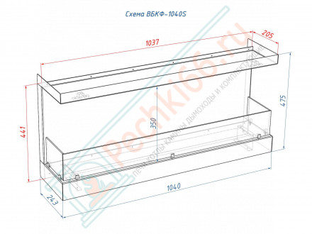 Встраиваемый биокамин Lux Fire Фронтальный 1040 S