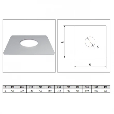Фланец без изол 720х720 на трубу V50R (ОЦИНК-RAL/0,5) d-115/215 (Вулкан)