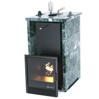 Печь для бани Сочи в трёхстороннем кожухе из змеевика (ИзиСтим)