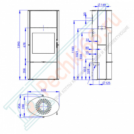 Печь-камин Ovalis Akum камень (Romotop)