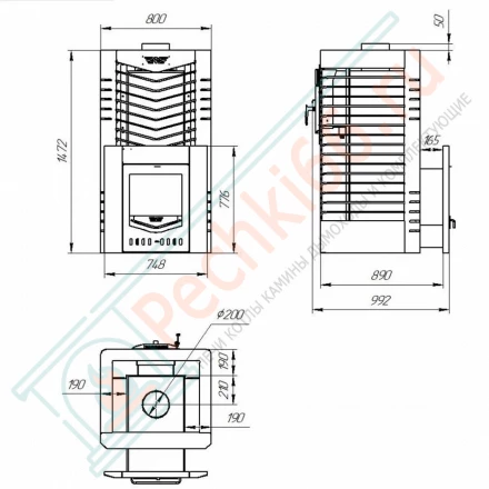 Банная печь для Русской бани № 06МС 02 сетка (Тройка) до 24 м3