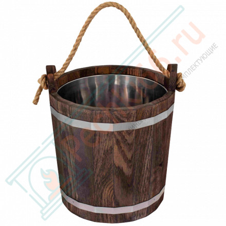 Запарник 12л. с нержавеющей вставкой, ДУБ в темном (Woodson)