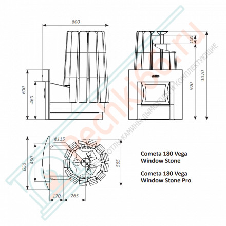 Печь для бани Cometa 180 Vega Window, Stone Pro (Grill’D)