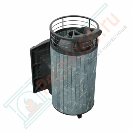 Печь банная Атмосфера XL, талькохлорит ламель+сетка с газовой горелкой 24 кВт (ProMetall) 26м3