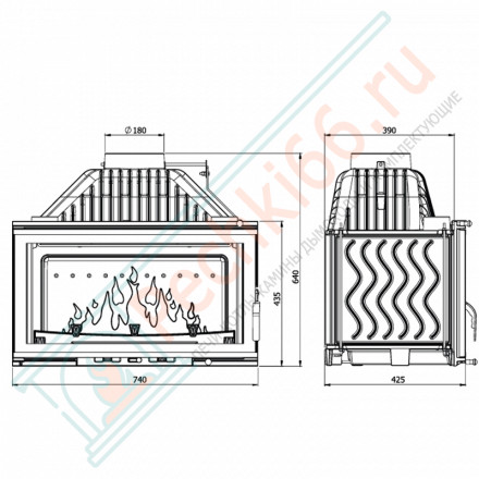Каминная топка W16 (13,5 kW) ECO (Kaw-Met)