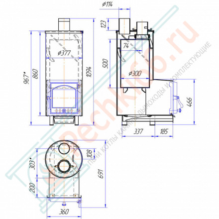 Печь для бани с закрытой каменкой Услада 30, под обкладку (Жара)