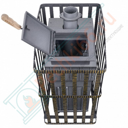 Печь Гефест Гроза Ураган 24 П, закрытая каменка, до 24 м3