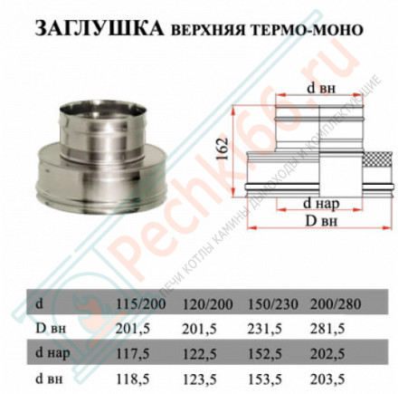 Переход термо-моно (НЕРЖ-321/0,8-НЕРЖ-439/0,5) d-250/330 (Дымок-Lux)