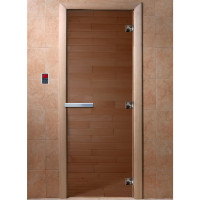 Дверь стеклянная для бани, бронза прозрачная, 2100х700 (DoorWood)