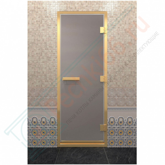 Стеклянная дверь для хамама в золотом профиле, сатин 200х80 (по коробке) (DoorWood) в Самаре