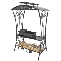 Мангал Люкс 1 с печкой под казан и крышей (Везувий)