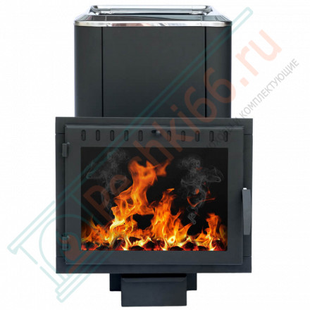 Чугунная банная печь Сибирь-24, конвекционная, с панорамной дверцей (НМК)