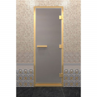 Стеклянная дверь для хамама в золотом профиле, сатин 190х70 (по коробке) (DoorWood)