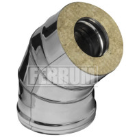 Сэндвич колено 45° (НЕРЖ-430/0,5-НЕРЖ-430/0,5) d-115/200 (Ferrum GS) Сэндвич колено 45° (НЕРЖ-430/0,5-НЕРЖ-430/0,5) d-115/200 (Ferrum GS)