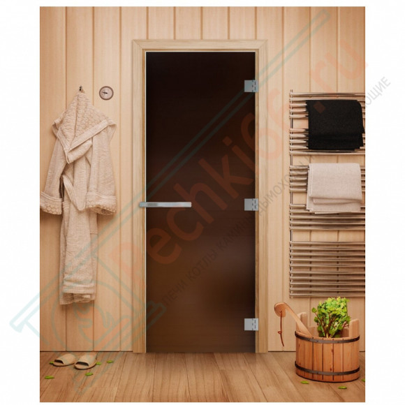 Дверь для бани и сауны Эталон, матовая бронза 10мм, 200х80 см (по коробке) (DoorWood) в Самаре