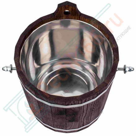 Обливное устройство 12л. с нержавеющей вставкой, дуб в темном (Woodson)