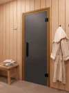 Стеклянная дверь для сауны и бани "Фаворит BLACK графит матовый" 1900х700 по коробке (DoorWood)
