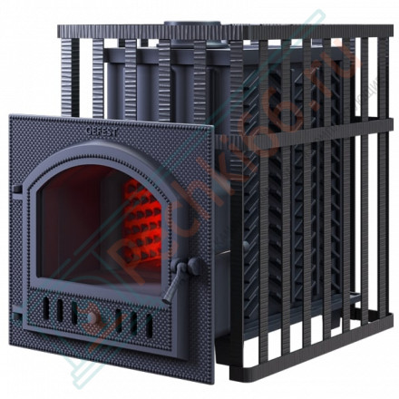 Чугунная печь для бани Гефест GFS-ЗК 30 (П) в сетке (ТехноЛит)