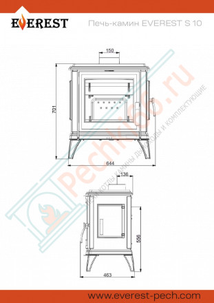 Чугунная печь S10 (Everest) до 200 м3