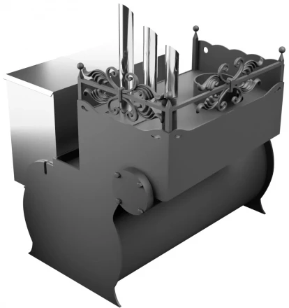 Банная печь Горыныч 3, закрытая каменка с парогенератором, малая дверь со стеклом (ТермоСфера)