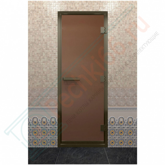 Дверь для хамама в бронзовом профиле, бронза матовая 200x70 (DoorWood) в Самаре