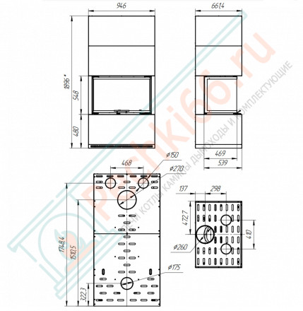 Камин Родос 800 графит черный шамот (ЭкоКамин)