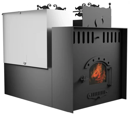 Банная печь Горыныч 3, малая дверь со стеклом, система воздушного отопления с порталом (ТермоСфера)