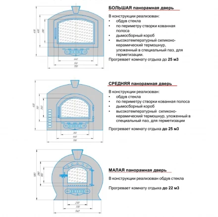 Банная печь Горыныч 3, малая дверь со стеклом, система воздушного отопления с порталом (ТермоСфера)