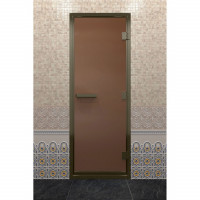 Дверь для хамама в бронзовом профиле, бронза матовая 180x70 (DoorWood)