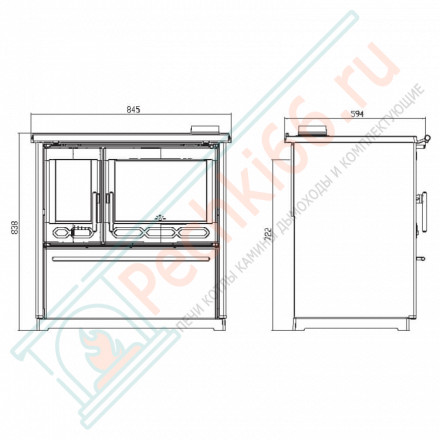 Отопительно-варочная плита 850 GLAS, крем (Plamen) 11 кВт