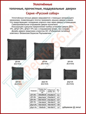 Дверка топочная ДТУ-3Рс "Русский собор" уплотненная, окрашенная (Рубцовск-Литком)