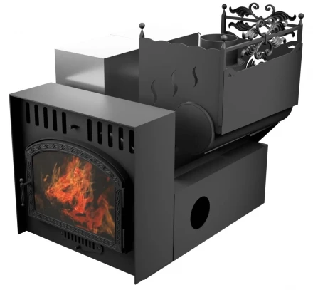 Банная печь Горыныч 3 средняя дверь со стеклом, система воздушного отопления с конвекционным порталом (ТермоСфера)