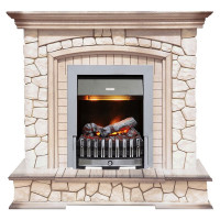 Каминокомплект Preston - Белый/Слоновая кость с патиной с очагом Danville Chrome FB2