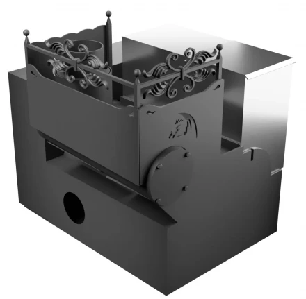 Банная печь Горыныч 3, большая дверь со стеклом, система воздушного отопления с конвекционным порталом (ТермоСфера)