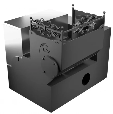 Банная печь Горыныч 3, большая дверь со стеклом, система воздушного отопления с конвекционным порталом (ТермоСфера)