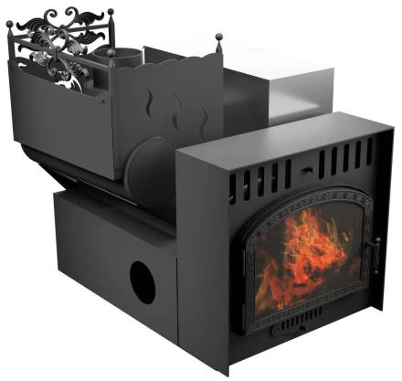 Банная печь Горыныч 3, большая дверь со стеклом, система воздушного отопления с конвекционным порталом (ТермоСфера)