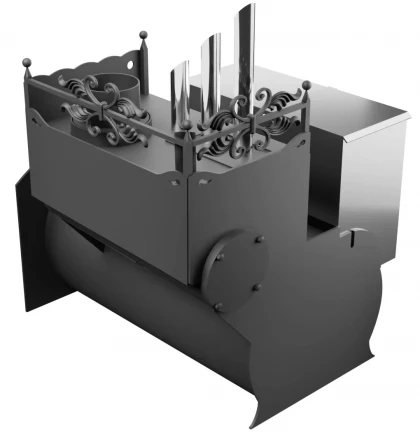 Печь для бани Горыныч 3, большая дверь со стеклом, закрытая каменка с парогенератором (ТермоСфера)