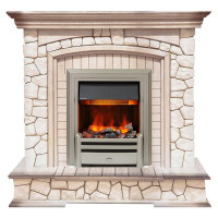 Каминокомплект Preston - Белый/Слоновая кость с патиной с очагом Chesford