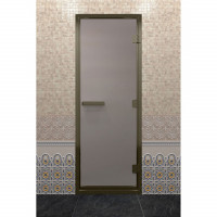 Дверь для хамама в бронзовом профиле, сатин 180x70 (DoorWood)