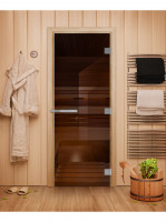 Дверь для бани и сауны Эталон Лайт, бронза, 190х70 см, стекло 8мм (DoorWood)