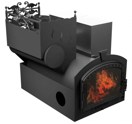 Банная печь Горыныч 3, большая дверь со стеклом, система воздушного отопления (ТермоСфера)