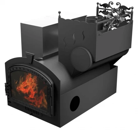 Банная печь Горыныч 3, большая дверь со стеклом, система воздушного отопления (ТермоСфера)