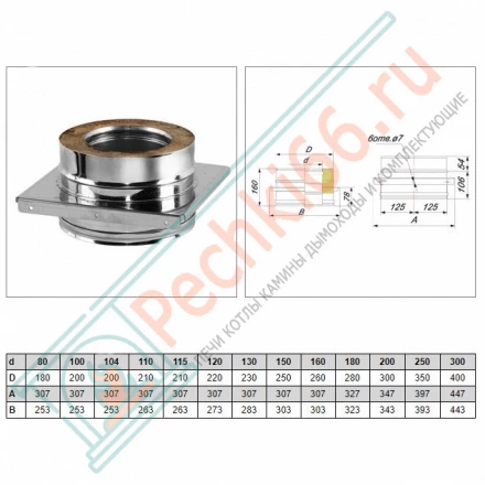 Опора V50R с изол (AISI-321/0,8- ОЦИНК-RAL/0,5) d-120/220 (Вулкан)