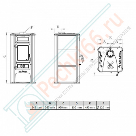 Печь-камин Lederata зеленая (Tim Sistem)