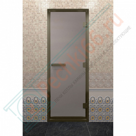Дверь для хамама в бронзовом профиле, сатин 200x70 (DoorWood)