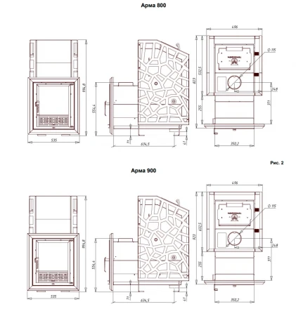 Печь для бани Арма 900 стеклянная дверца, до 28 м3