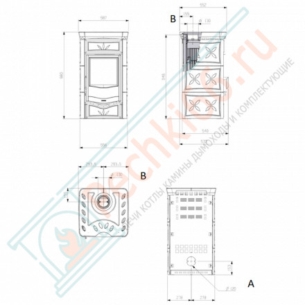 Печь-камин Nicoletta, цвет бордовый (La Nordica)