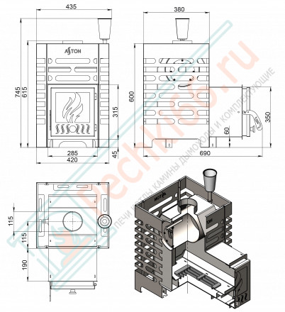 Печь для бани ASTON 12 INOX стекло (Aston)
