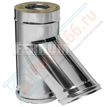 Сэндвич тройник 45° (НЕРЖ-430/0,8-НЕРЖ-430/0,5) d-200/280 (Ferrum HF)