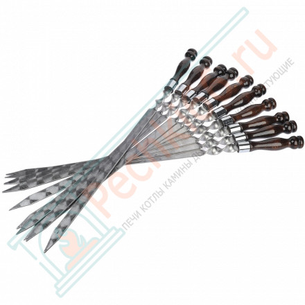 Набор шампуров для люля кебаб L=45 см, с деревянной ручкой, 10 шт